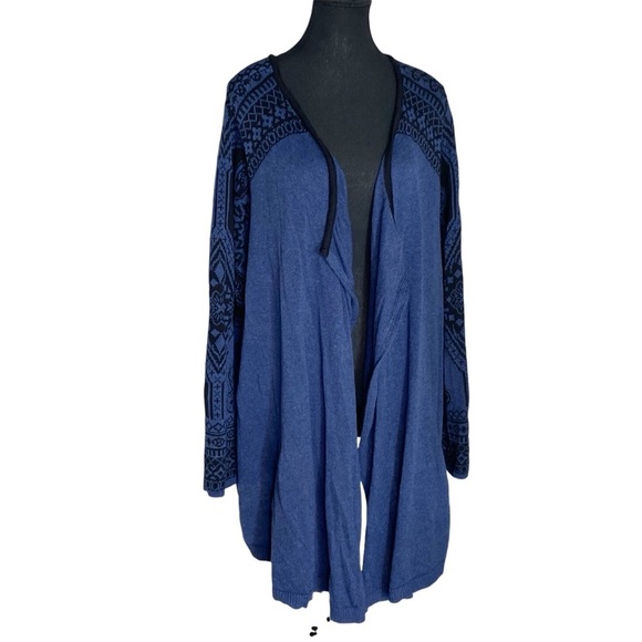 D/C JEANS Plus Size Knit Cardigan Sweater Open Front Blue Black Size 4X - Picture 2 of 12